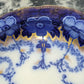 Rare Burgess and Leigh Middleport Briar Pattern Gilt Flow Blue Wash Bowl Basin Antique Edwardian Pottery Ceramic 42.5 cm