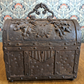 Large Antique Gothic German Medieval Style Wrought Iron Domed Casket Chest Box