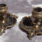 Antique Pair of Brass Art Nouveau Thistle Candlestick Holder Chambersticks - Tommy's Treasure