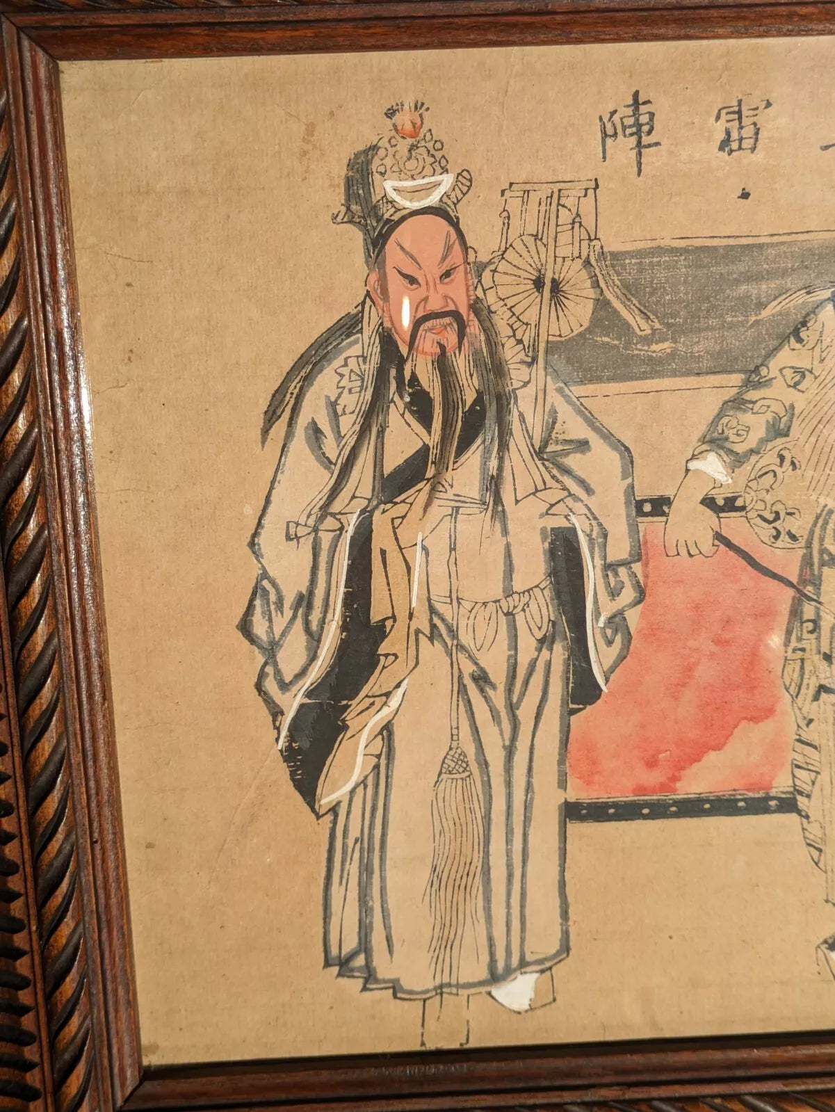 19th Century Chinese Qing Peking Opera Theatre Framed Watercolour & Ink Painting