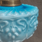 Victorian Art Nouveau Antique Moulded Turquoise Blue Opaline Glass Oil Lamp Font - Tommy's Treasure