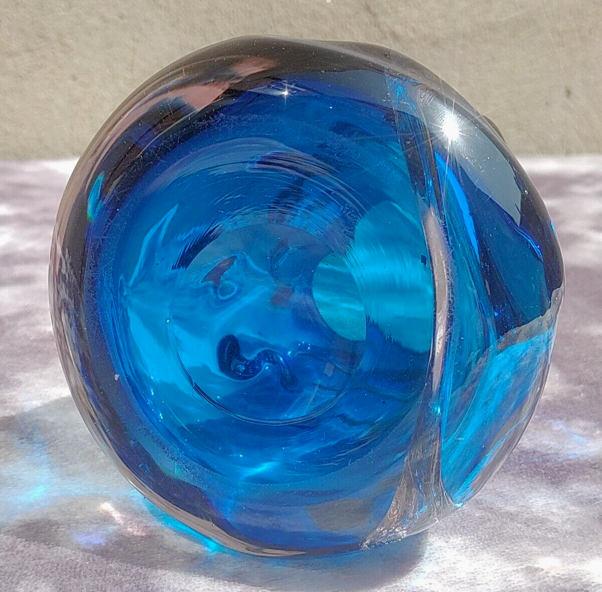 Vintage Mid Century Whitefriars Blue Glass Knobbly Vase #9608 Wilson/Dye