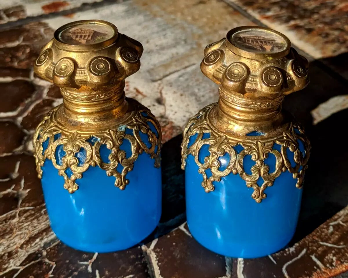 19th Century French Grand Tour Palais Royal Ormolu Glass Perfume Scent Bottles