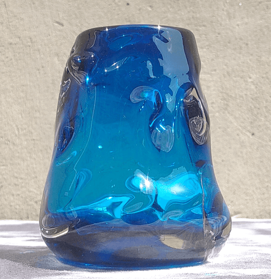 Vintage Mid Century Whitefriars Blue Glass Knobbly Vase #9608 Wilson/Dye - Tommy's Treasure