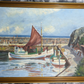 Vintage 20th Century Danish Oil Painting Svend Aage Arvidsen Marine Harbour Art
