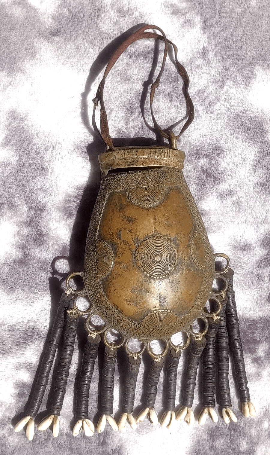 Early 20th Century Nigerian African Bronze Tribal Talisman Pouch - Tommy's Treasure