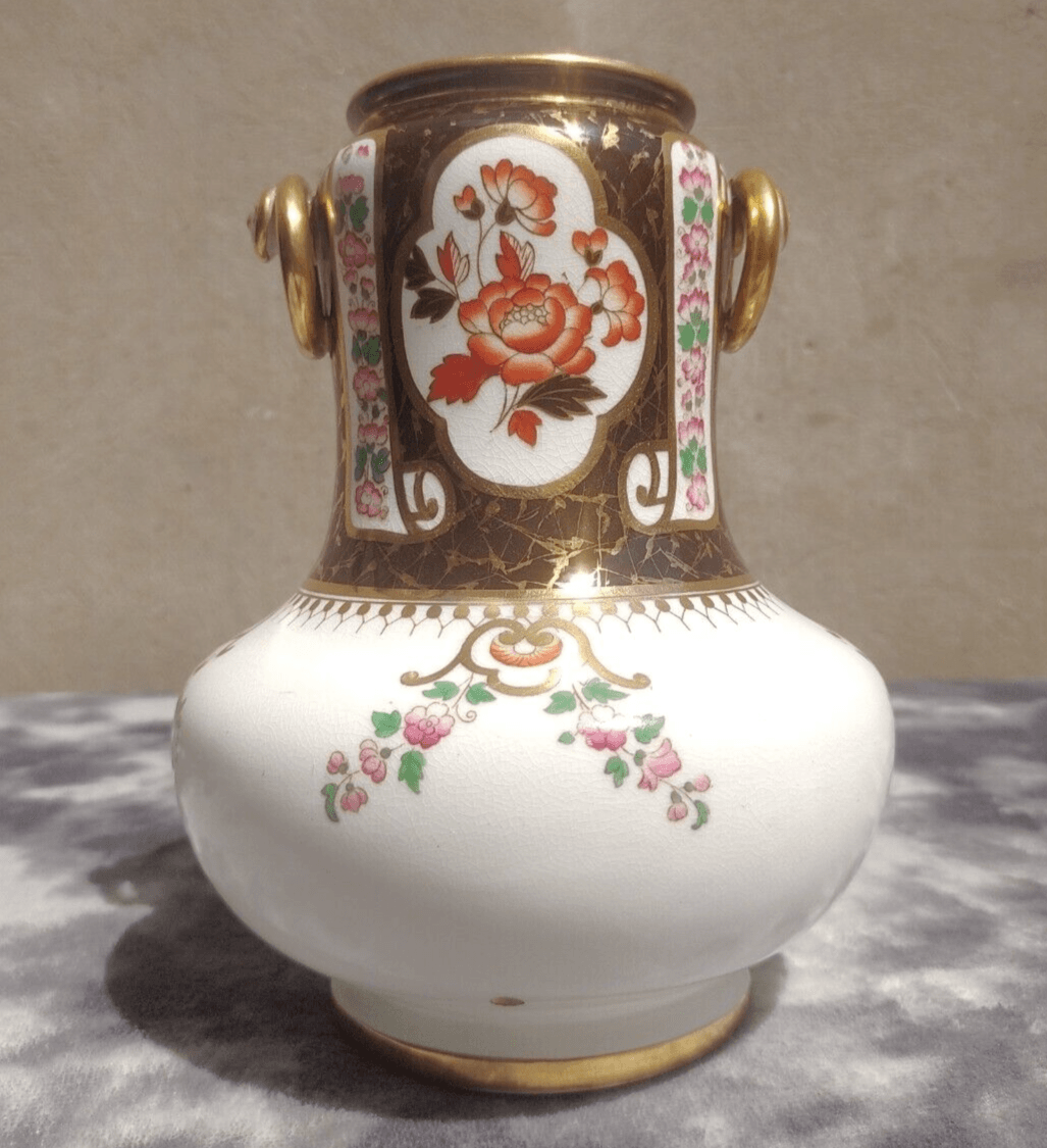 19th Century Victorian Antique Wedgwood Black Imari Ceramic Pottery Vase - 20.5 cm - Tommy's Treasure