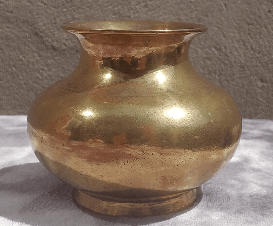 Antique Indian Brass Lota Kalash Holy Water Vase Vessel - Tommy's Treasure