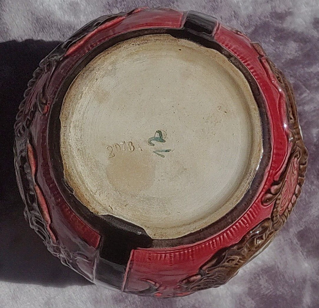 Antique Victorian Majolica Ceramic Pottery Biscuit Cookie Barrel Jar Container