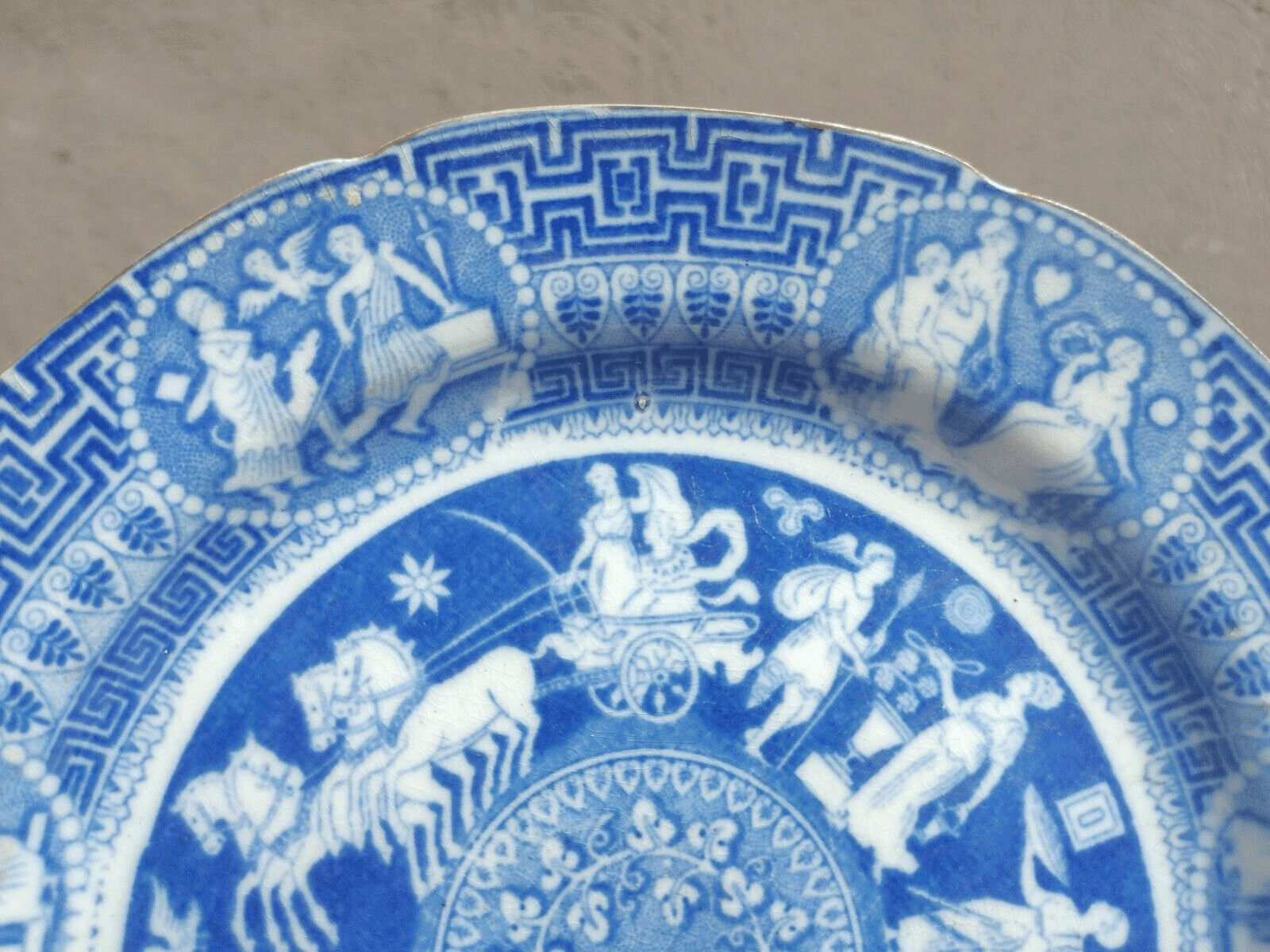 19th Century English Herculaneum Greek Neoclassical Antique Pottery Plate (2) - Tommy's Treasure
