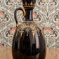 19th Century Black Bohemian Czech Art Glass Gold Gilt Enamel Jug Vase Antique