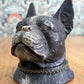 19th Century Cold Painted Spelter French Bull Dog Inkwell Collar Novelty Antique