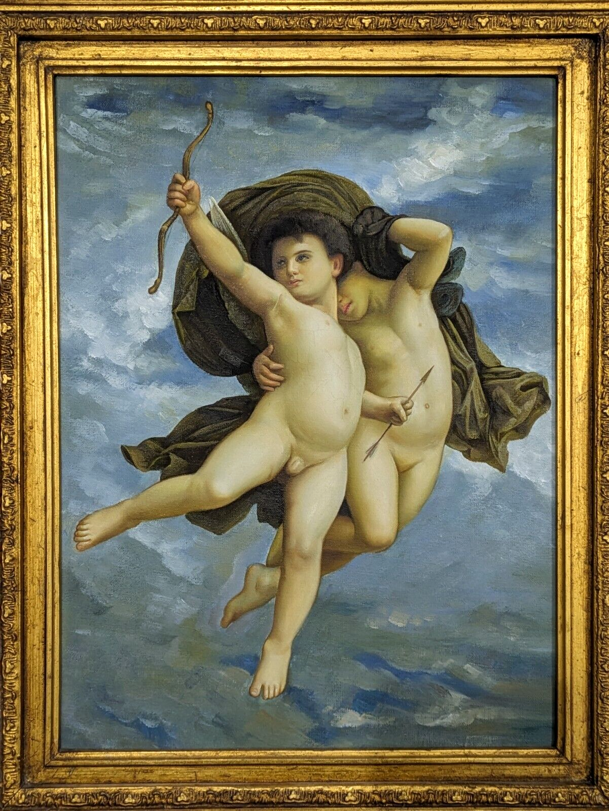Classical Oil Painting After Adolphe-William Bouguereau Cupid Victorious L'Amour Vainqueur Mythological Cherub Academic Genre