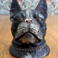 19th Century Cold Painted Spelter French Bull Dog Inkwell Collar Novelty Antique