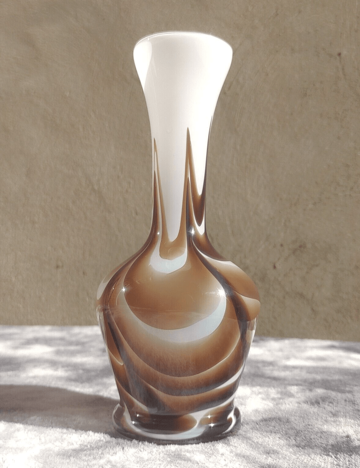 Vintage Italian 1970s Opaline Florence Empoli Glass Vase by Vetreria Barbieri - Tommy's Treasure