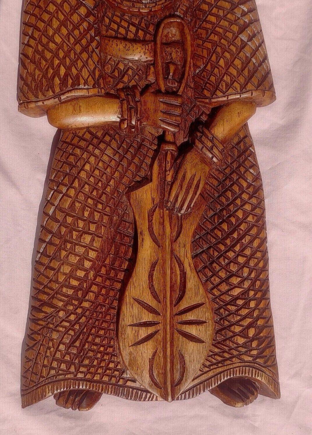 Benin Edo Warrior Figures Wood Carving Sculptures Nigerian Africa 24" - Tommy's Treasure
