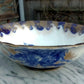 Antique Doulton Burslem Flow Blue & Gold Gilt Iris Wash Bowl Basin - 42cm - Tommy's Treasure