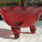 Victorian c.1890 Sowerby Original Diving Dolphin Ruby Red Tri-footed Glass Bowl - Tommy's Treasure