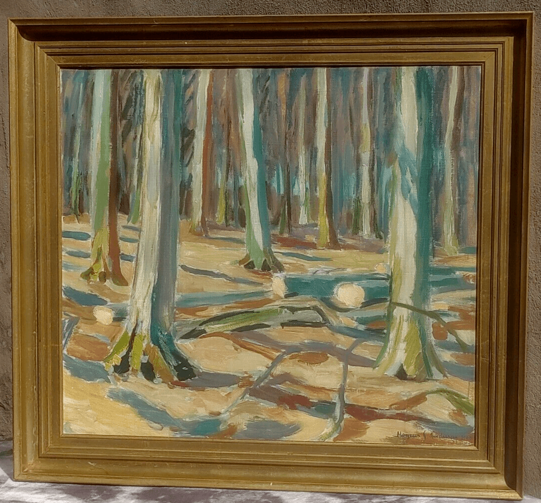 20th Century Mogens Andersen Impressionistic Danish Forest Woodland Oil Painting - Tommy's Treasure