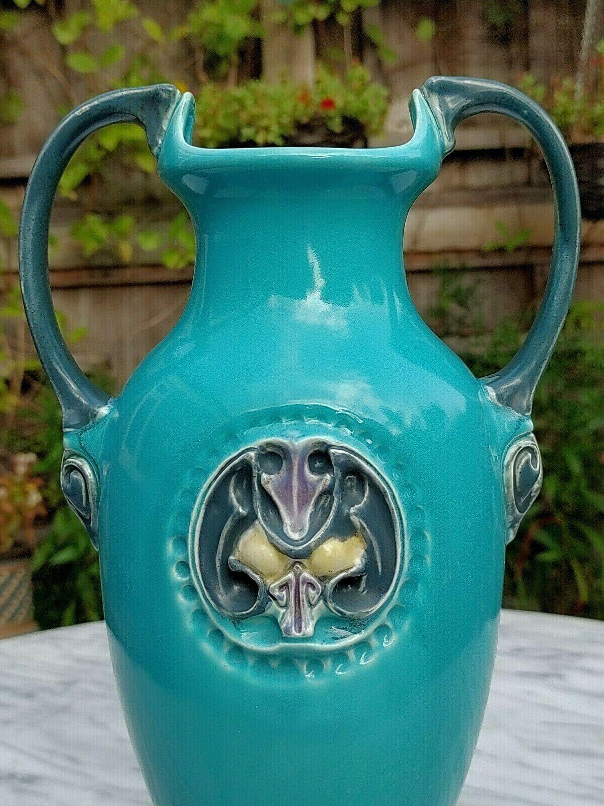 Austrian Bohemian Art Nouveau Ceramic Pottery Amphora Vase Julius Dressler - Tommy's Treasure