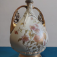 Antique Royal Worcester Twin Handled Ivory Vase Hand Gilded & Painted Porcelain