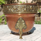 Antique Art Nouveau Copper & Brass Floral Repousse Jardiniere Footed Planter - Tommy's Treasure