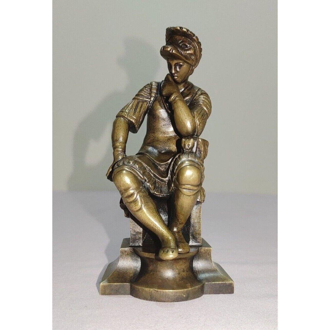 19th Century Grand Tour Bronze Figure of Lorenzo de Medici Michelangelo - Tommy's Treasure