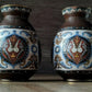 c.1900 Pair of Villeroy & Boch German Mettlach Antique Pottery Enamel Vases #1829 - Tommy's Treasure