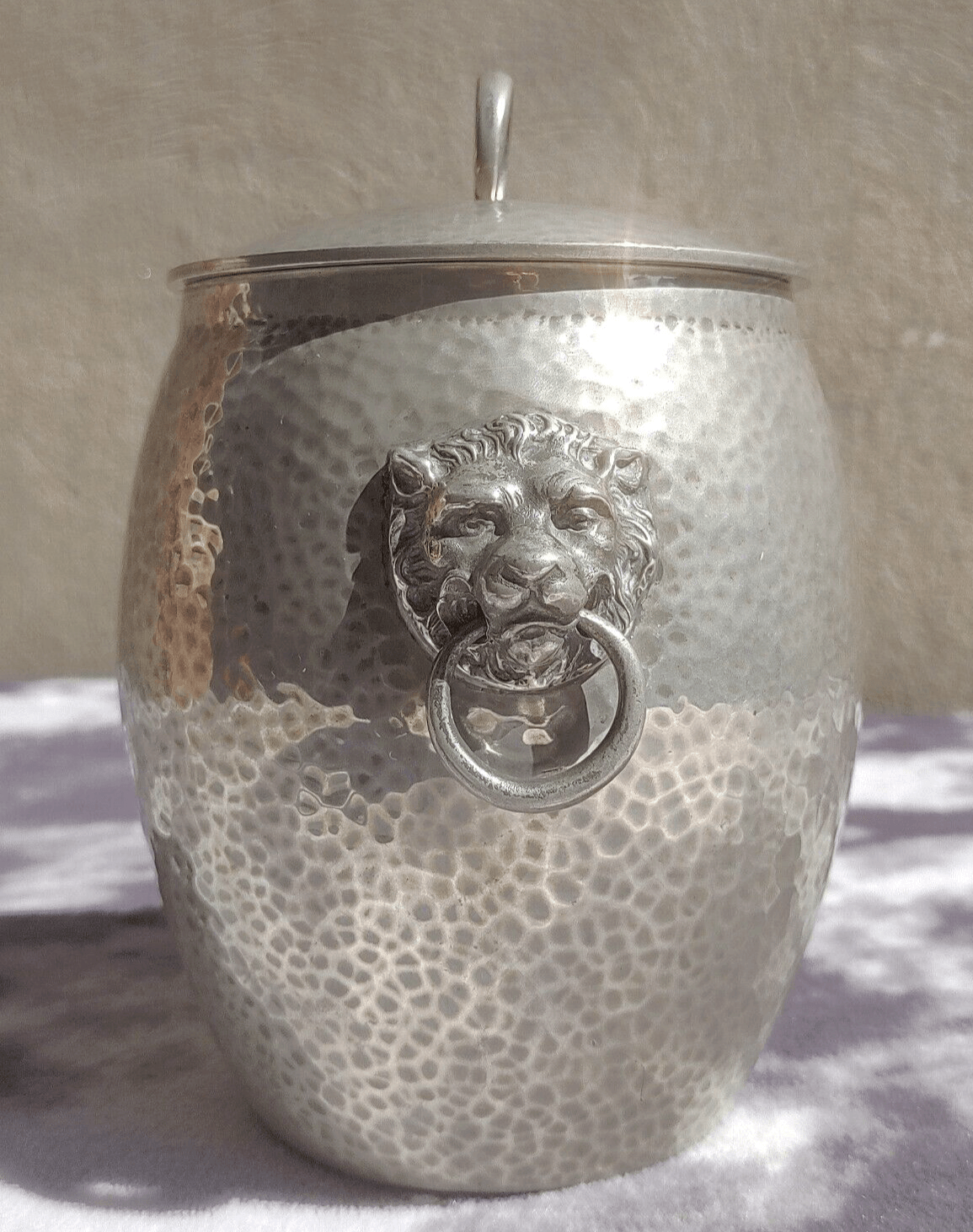 Antique Arts & Crafts Liberty & Co Solkets Tudric Pewter Lion Tobacco Jar Canister - Tommy's Treasure