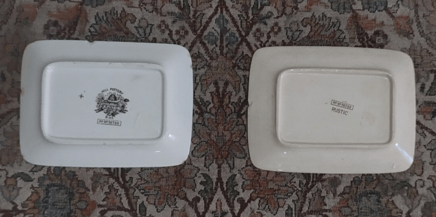 Pair of Antique Old Hill Staffordshire Pottery Aesthetic Movement Plate Dishes - Tommy's Treasure