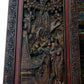 c.1900 Antique Chinese Carved Wood Figural Panel Hardwood Bevelled Mirror - 38" - Tommy's Treasure
