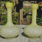 Antique Victorian Pair of Diamond Quilted Yellow & White Blown Satin Glass Vases - Tommy's Treasure