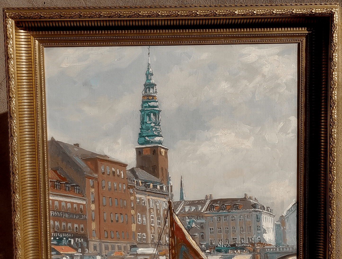 Thorvald Nygaard (Danish 1892-1973) Impressionistic Oil Painting of Copenhagen - Tommy's Treasure