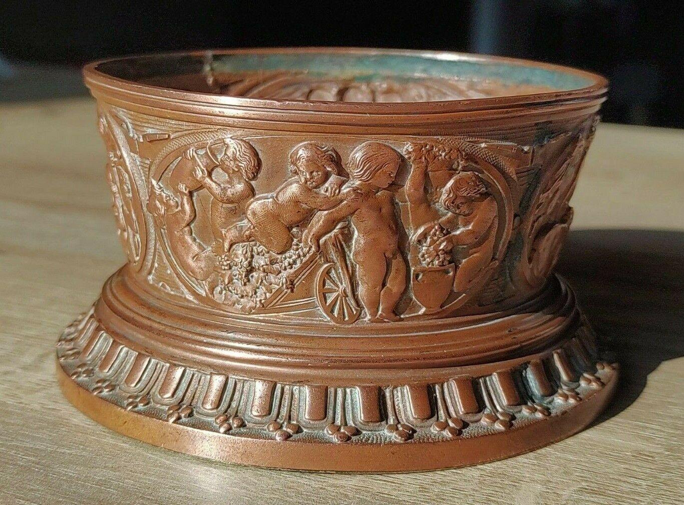 19th Century Elkington E & Co Copper Wine Coaster Classical Cherub Putti - Tommy's Treasure