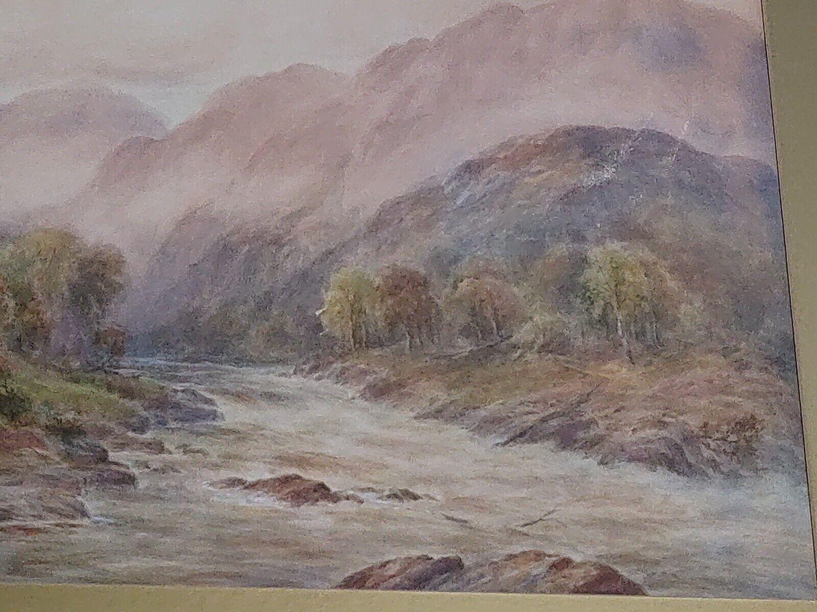 William Baker [1863-1937] Signed Antique British Watercolour Art Painting River - Tommy's Treasure