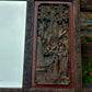 c.1900 Antique Chinese Carved Wood Figural Panel Hardwood Bevelled Mirror - 38" - Tommy's Treasure