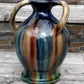 Belgian Art Nouveau Twisted 3 Handle Drip Glaze Ceramic Pottery Vase - 20 cm - Tommy's Treasure
