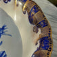 Antique Doulton Burslem Flow Blue & Gold Gilt Iris Wash Bowl Basin - 42cm - Tommy's Treasure