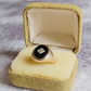 Mens Vintage 1978 9 Carat Gold Onyx Oval Set Signet Ring with Diamond Chip - N½