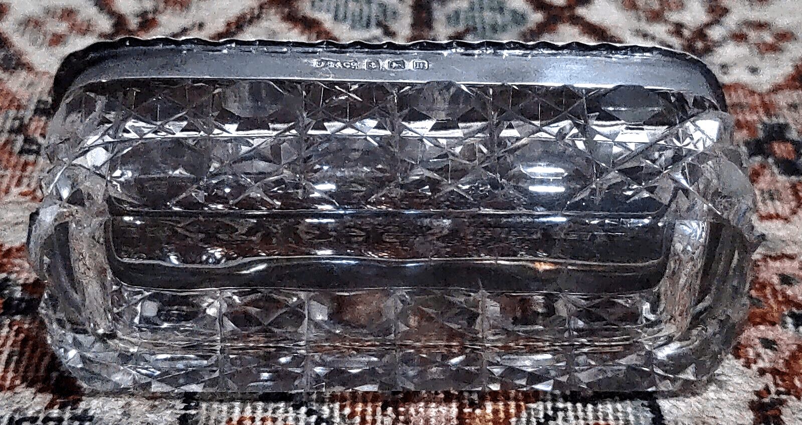 Edwardian Hallmarked Silver Lidded Cut Glass Trinket/Vanity Box - 1911 Birmingham - Tommy's Treasure