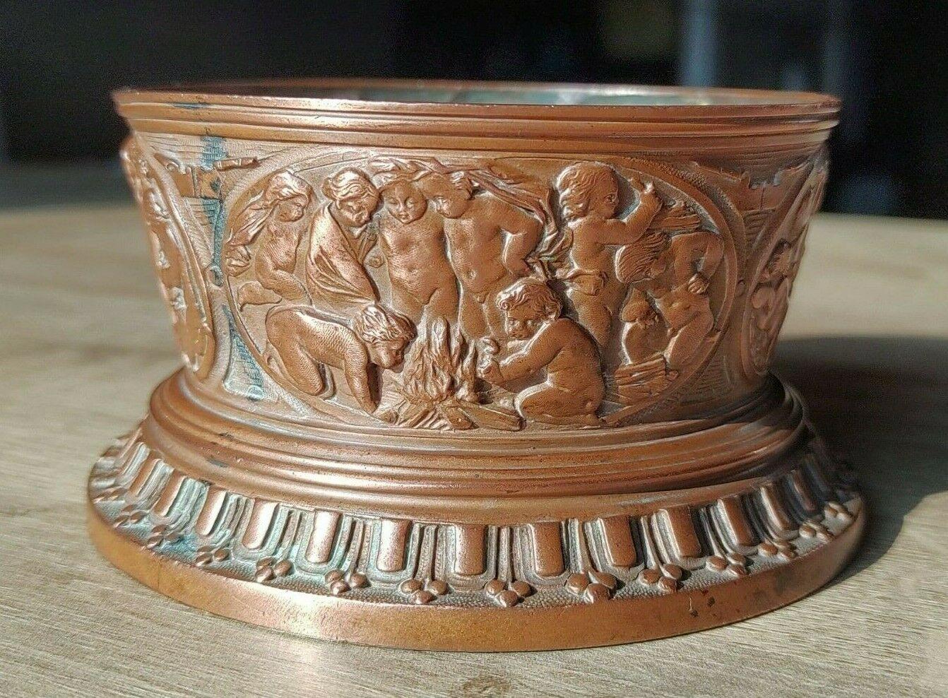 19th Century Elkington E Co Copper Wine Coaster Classical Cherub