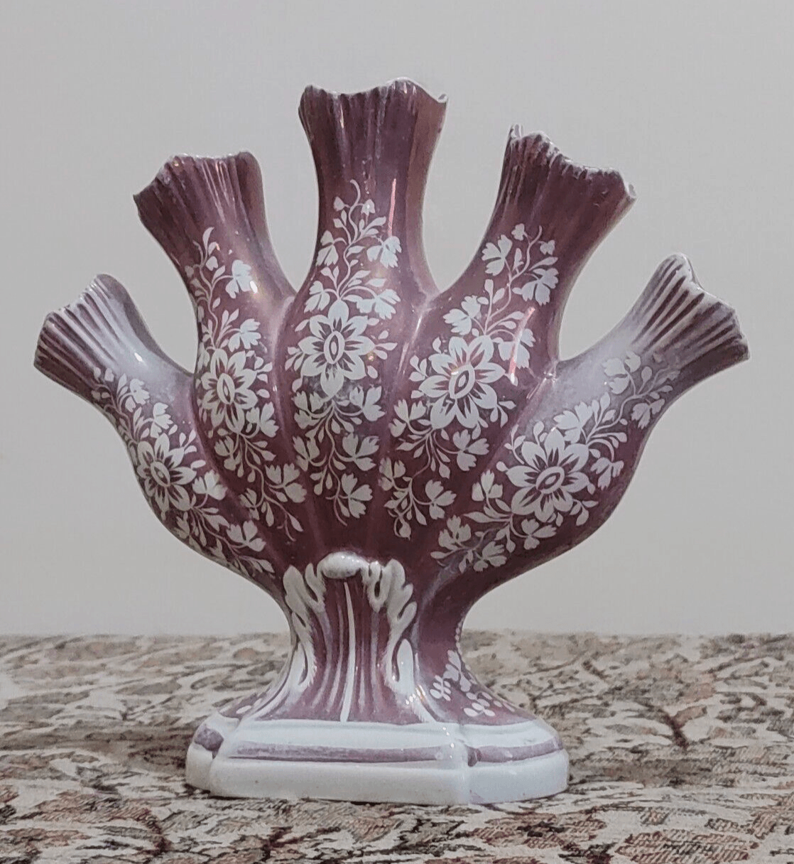 c.1810-1820 Staffordshire Pink Lustre Quintal Tulipiere Antique Pottery Vase - Tommy's Treasure