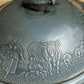 Antique Pewter Butter Dish Embossed Farm Agriculture Scene + Glass Liner - Tommy's Treasure