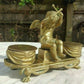 19th Century French Gilt Bronze Antique Cupid Putto Cherub Playing Drums Inkwell - Tommy's Treasure