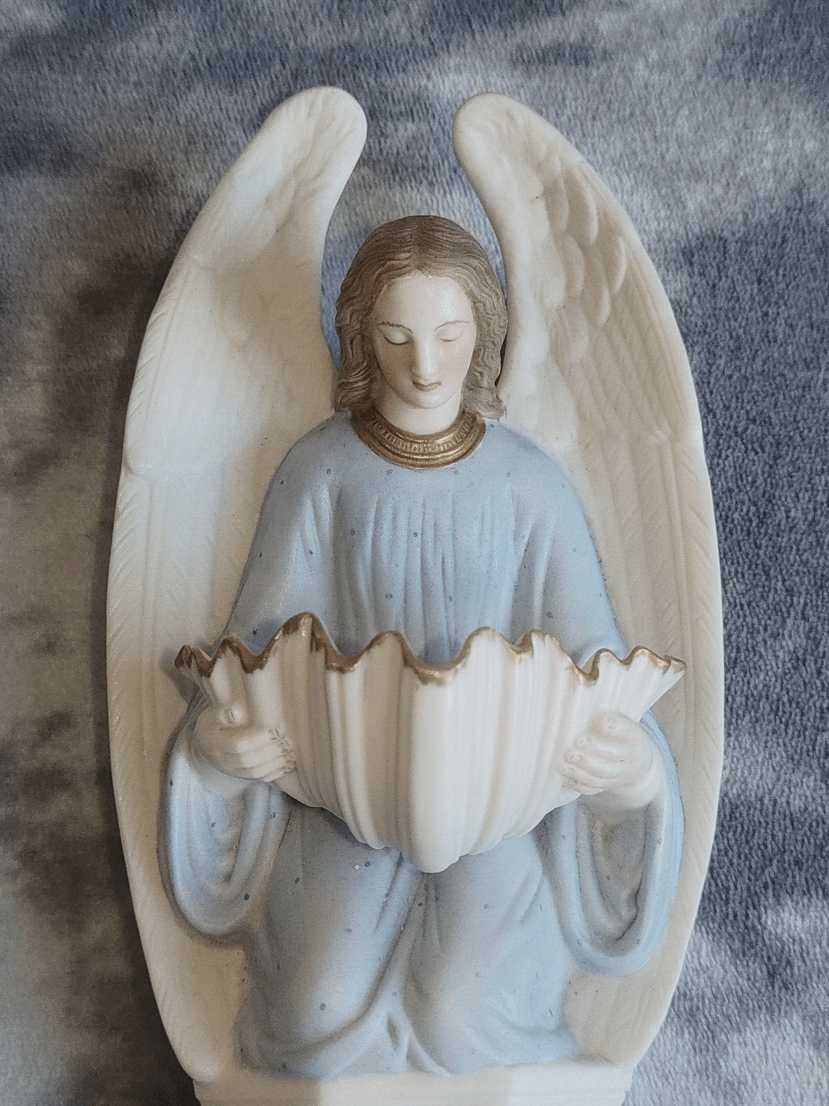 19th Century Holy Water Font Religious Irish Bisque Porcelain Angel - Tommy's Treasure