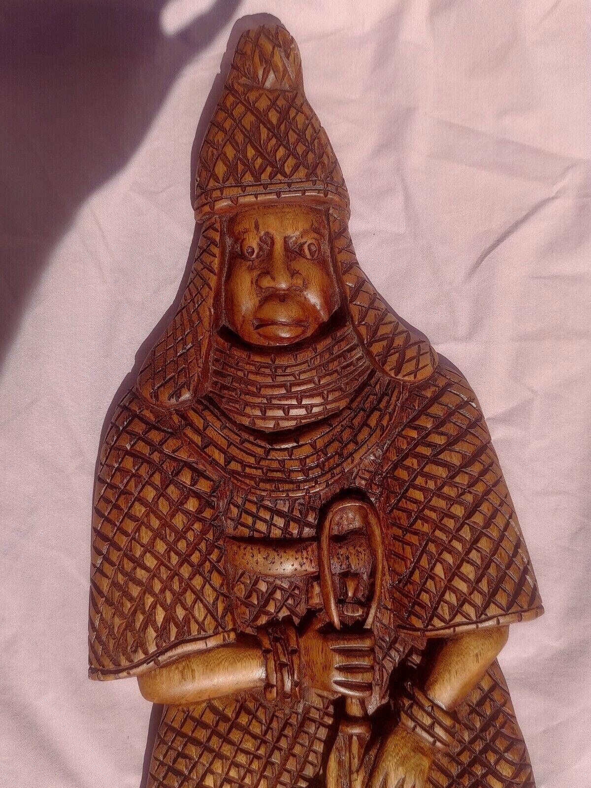贝宁埃多武士人物木雕雕塑尼日利亚非洲 24 英寸