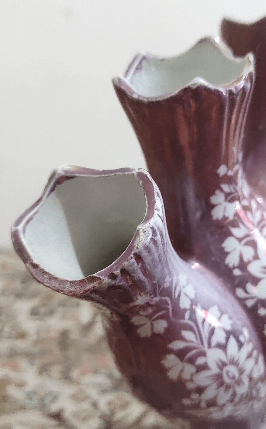 c.1810-1820 Staffordshire Pink Lustre Quintal Tulipiere Antique Pottery Vase - Tommy's Treasure
