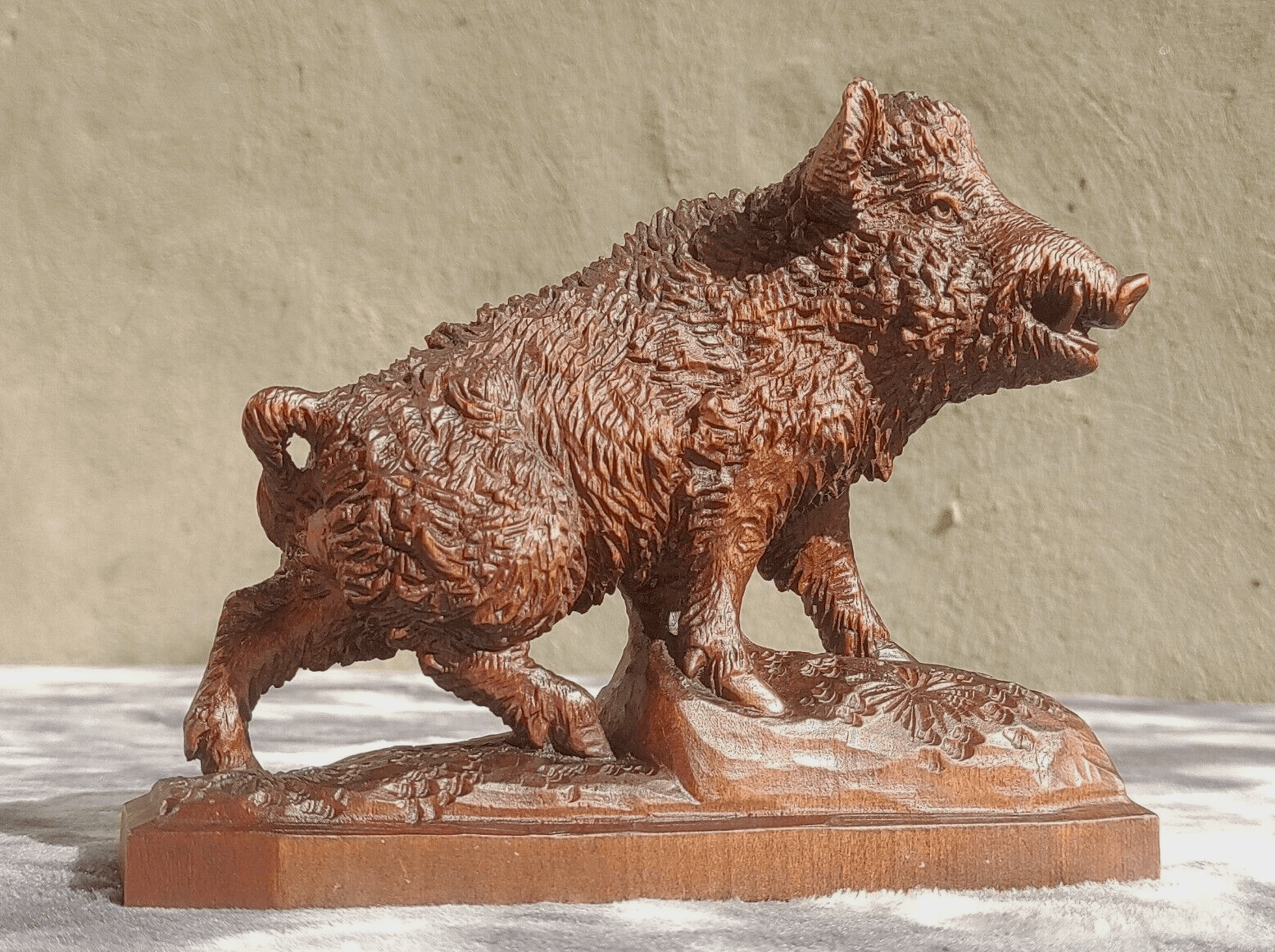 19th Century Black Forest Antique Carved Wood Swiss Brienz Wild Boar Hog Figure - Tommy's Treasure