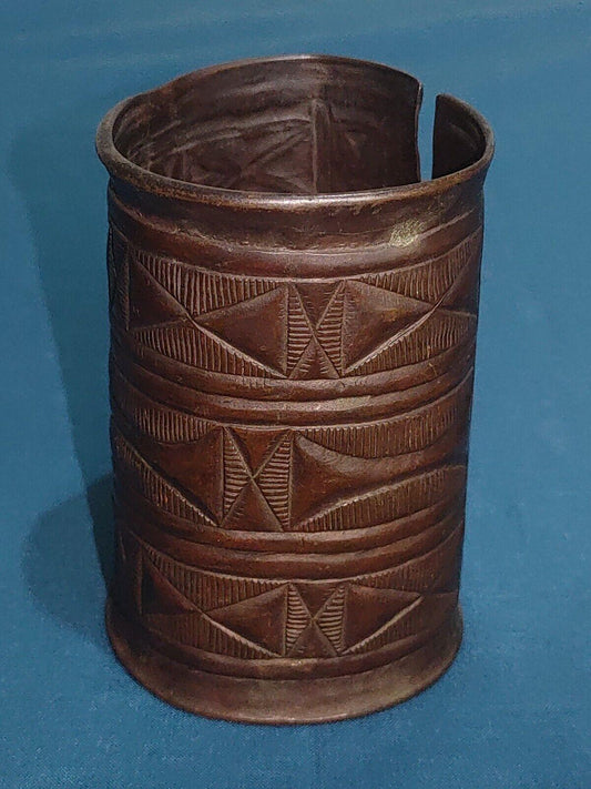 19th Century Nigerian Igbo Cast Copper Wrist Bracelet Cuff African Antique - Tommy's Treasure