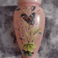 Bohemian Harrach 19th Century Antique Enamel Butterfly Pink Opaline Glass Vase - Tommy's Treasure